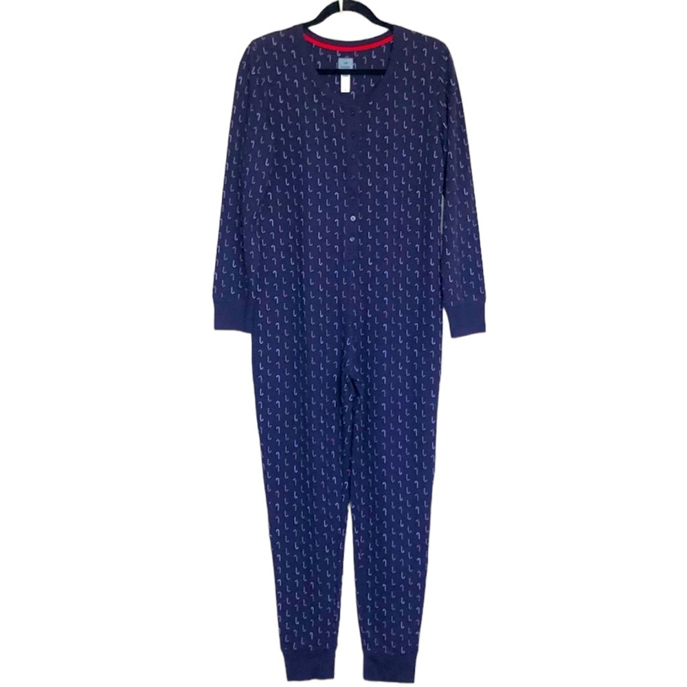Jane and Bleecker Candy Cane Thermal Onesie Sz M